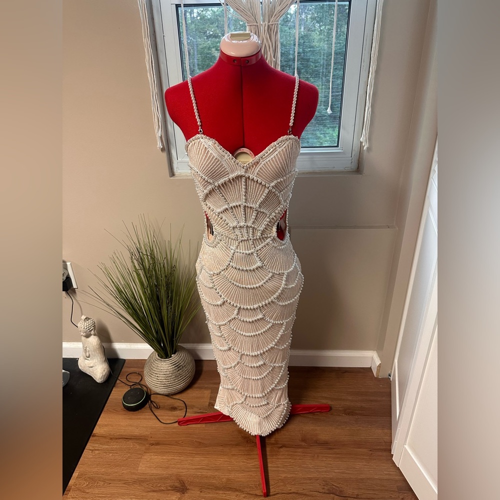 Elegant Beaded White Dress
